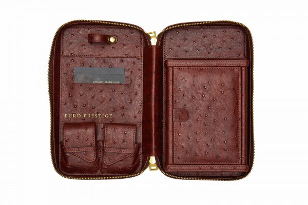 Large Travel Cigar Case genuine Leather & Wood Personalized by Your Name  and Logo 