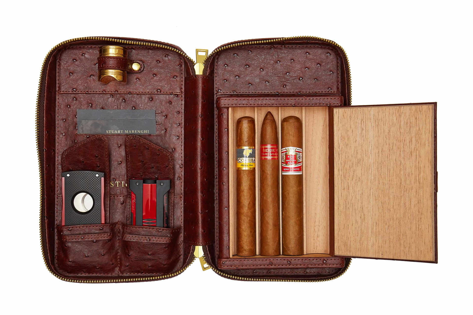 2 cigar leather travel case