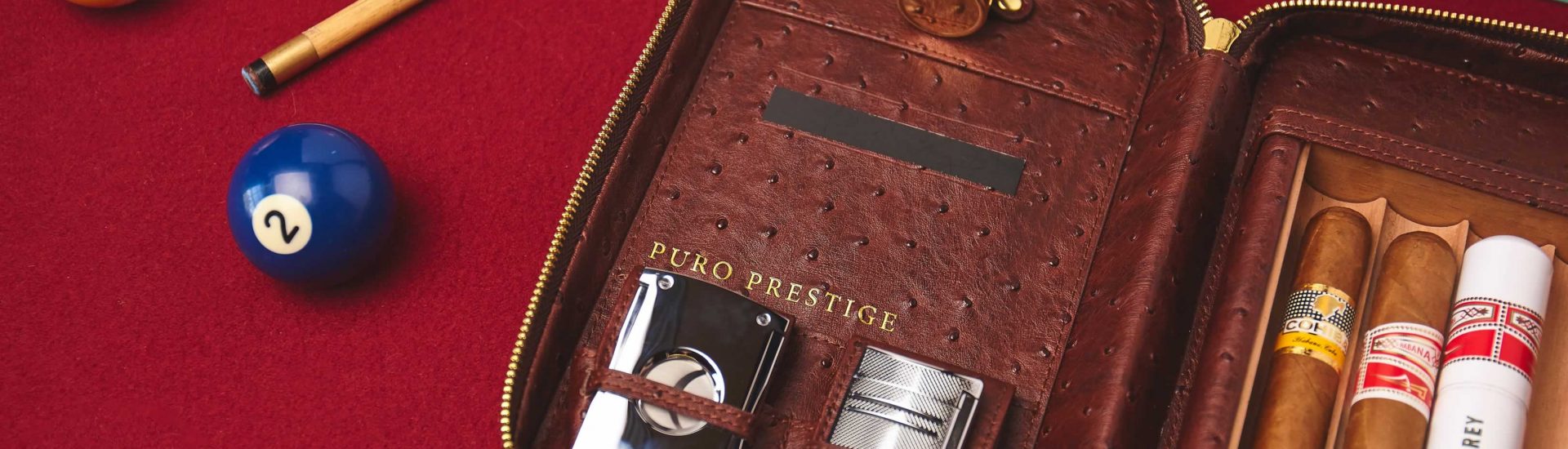 Puro Prestige  Leather Cigar Case In Blue