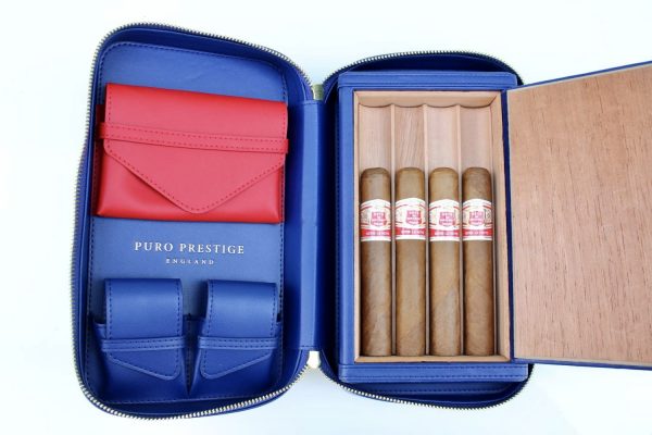 Leather Cigar Case Patina - 3 Cigars calibre 27
